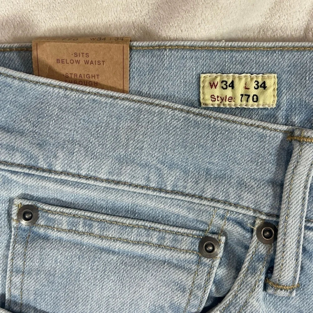 NWT J. Crew 770 34W 34L Blue Straight Stretch Cotton Light Wash Jeans C13